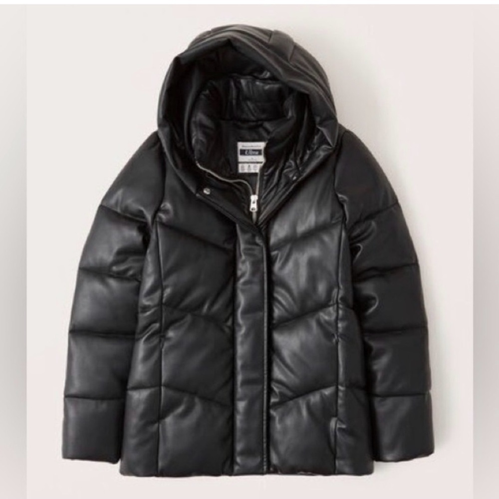 Abercrombie & Fitch Ultra comfy Faux Leather Puffer Jacket